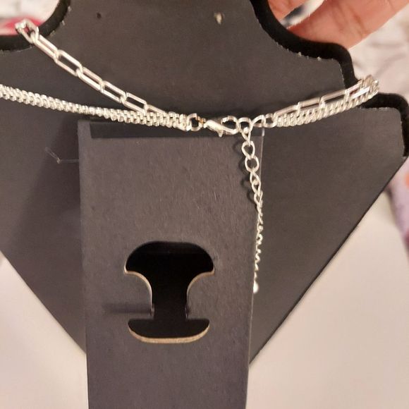 Silver tone Layered Look Necklace with Coins - Picture 7 of 7